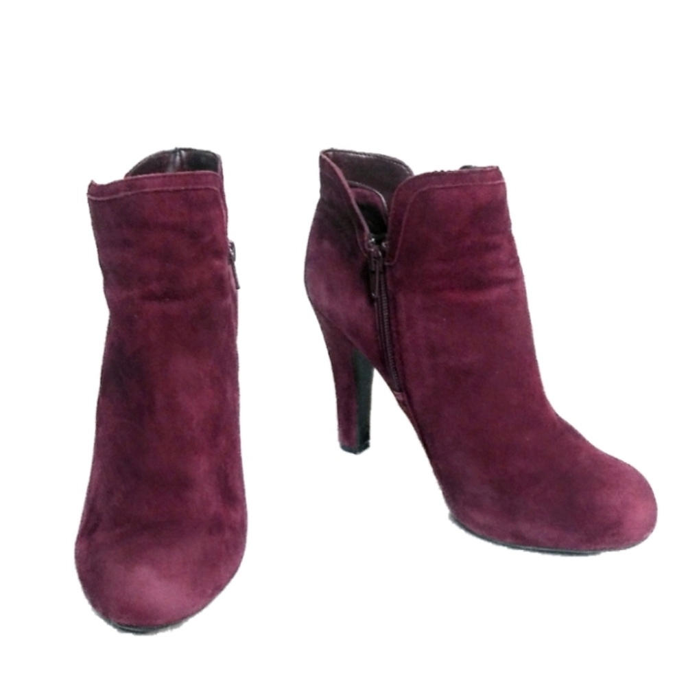 Gianni Bini Women's 9 Wine Leather Stiletto Bootie